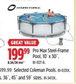 Canadian Tire HYDRO-FORCE Pro Max Steel-Frame Pool, 10" x 30" offer