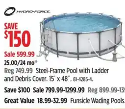 Canadian Tire HYDRO-FORCE Steel-Frame Pool with Ladder and Debris Cover. 15" x 48" offer