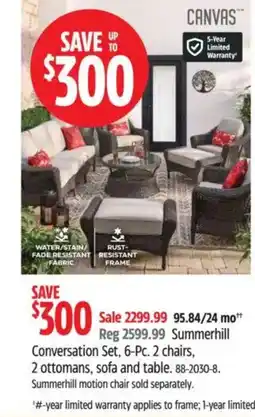 Canadian Tire Summerhill Conversation Set, 6-Pc. 2 chairs, 2 ottomans, sofa and table. offer