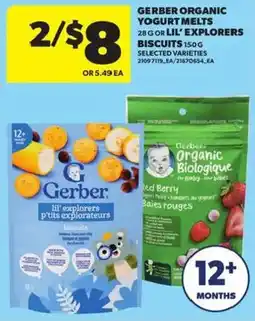 Atlantic Superstore Gerber organic yogurt melts or lil' explorers biscuits offer