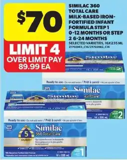 Atlantic Superstore Similac 360 total care milk-based iron- fortified infant formula step 1 0-12 months or step 2 6-24 months offer