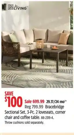 Canadian Tire Bracebridge Sectional Set, 3-Pc. 2 loveseats, corner chair and coffee table offer