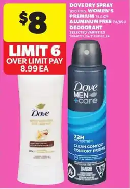 Atlantic Superstore Dove dry spray women's premium or aluminum free deodorant offer