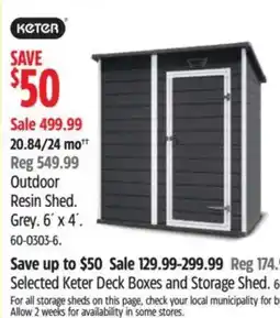 Canadian Tire KETER Outdoor Resin Shed Grey 6 x 4 offer