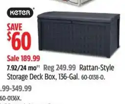 Canadian Tire KETER Rattan-Style Storage Deck Box, 136-Gal offer