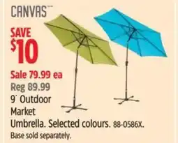 Canadian Tire CANVAS 9' Outdoor Market Umbrella. Selected colours offer