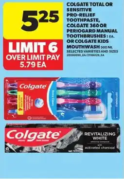 Atlantic Superstore Colgate total or sensitive pro-relief toothpaste, colgate or periogard manual toothbrushes or colgate kids mouthwash offer