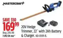 Canadian Tire 20v Hedge Trimmer, 22" with 2Ah Battery & Charger offer