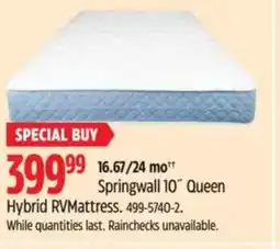 Canadian Tire Springwall 10" Queen Hybrid RVMattress offer