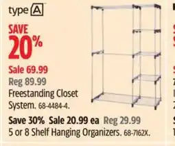 Canadian Tire Freestanding Closet System offer