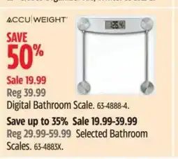 Canadian Tire ACCU WEIGHT Digital Bathroom Scale offer