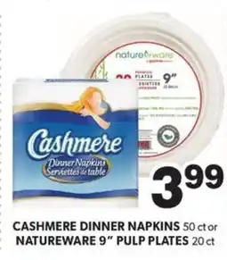 Colemans Cashmere dinner napkins or natureware 9 pulp plates offer