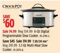 Canadian Tire CROCK POT Digital Programmable Slow Cooker offer