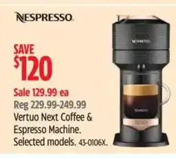 Canadian Tire NESPRESSO Vertuo Next Coffee & Espresso Machine offer