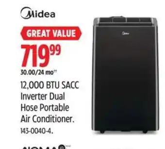 Canadian Tire MIDEA 12,000 BTU SACC Inverter Dual Hose Portable Air Conditioner offer
