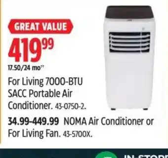 Canadian Tire For Living 7000-BTU SACC Portable Air Conditioner offer
