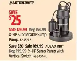 Canadian Tire MASTERCRAFT HP Submersible Sump Pump offer