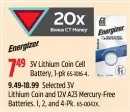 Canadian Tire ENERGIZER 3V Lithium Coin Cell Battery offer