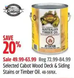Canadian Tire Selected Cabot Wood Deck & Siding Stains or Timber Oil offer