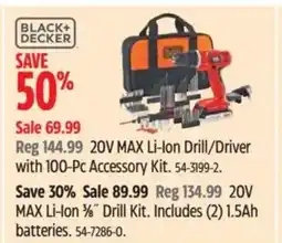Canadian Tire 20V MAX Li-Ion Drill/Driver with 100-Pc Accessory Kit offer