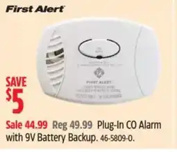 Canadian Tire Plug-In CO Alarm with 9V Battery Backup. offer