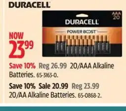 Canadian Tire DURACELL 20/AAA Alkaline Batteries. offer