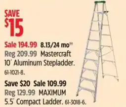 Canadian Tire Mastercraft 10' Aluminum Stepladder offer