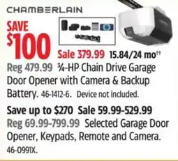 Canadian Tire HP Chain Drive Garage Door Opener with Camera & Backup Battery offer