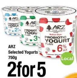 Arz Fine Foods Selected Yogurts offer