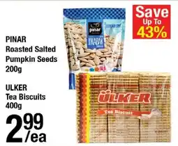 Arz Fine Foods Roasted salted pumpkin seeds or ulker tea biscuits offer