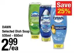 Arz Fine Foods Dawn selected dish soap offer