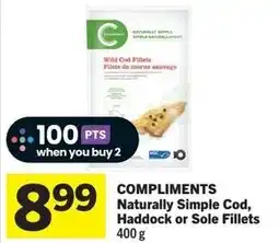 IGA COMPLIMENTS Naturally Simple Cod, Haddock or Sole Fillets offer