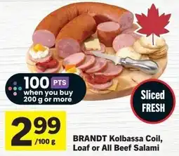 IGA BRANDT Kolbassa Coil, Loaf or All Beef Salami offer