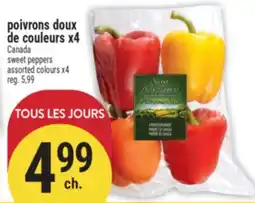 Marché Adonis POIVRONS DOUX DE COULEURS X4 | SWEET PEPPERS ASSORTED COLOURS X4 offer