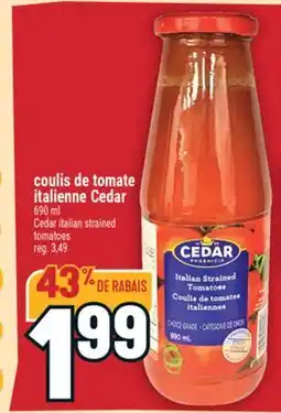 Marché Adonis COULIS DE TOMATE ITALIENNE CEDAR | CEDAR ITALIAN STRAINED TOMATOES offer
