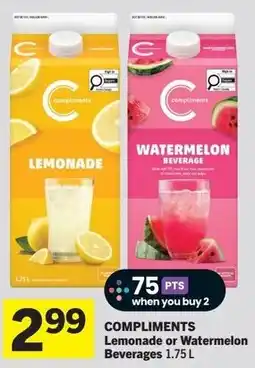 IGA COMPLIMENTS Lemonade or Watermelon Beverages offer