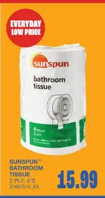 Wholesale Club SUNSPUN BATHROOM TISSUE, 2 PLY, 4'S offer