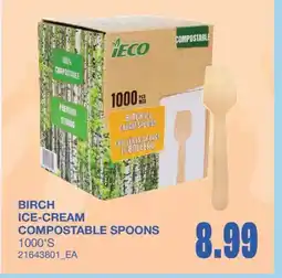 Wholesale Club ICE-CREAM COMPOSTABLE SPOONS, 1000'S offer