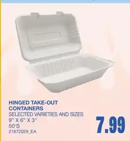 Wholesale Club HINGED TAKE-OUT CONTAINERS, 50'S offer