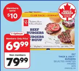 Wholesale Club THICK & JUICY BURGERS, 40'S offer