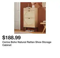 Wayfair Cerina Boho Natural Rattan Shoe Storage Cabinet offer