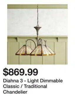 Wayfair Diahna 3 - Light Dimmable Classic / Traditional Chandelier offer