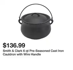 Wayfair Smith & Clark 6 qt Pre-Seasoned Cast Iron Cauldron with Wire Handle offer