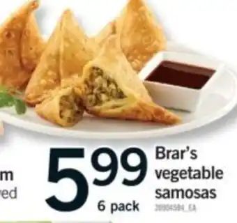 Fortinos Brar's vegetable samosas offer