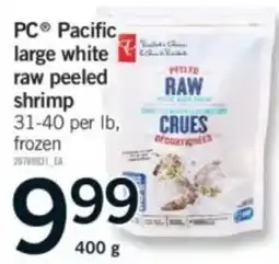 Fortinos PC Pacific large white raw peeled shrimp offer