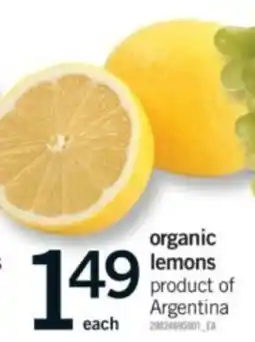 Fortinos organic lemons offer