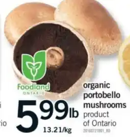 Fortinos organic portobello mushrooms offer