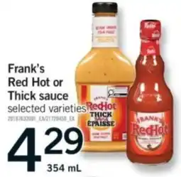 Fortinos Frank's Red Hot or Thick sauce offer