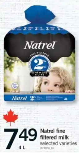 Fortinos Natrel fine filtered milk offer