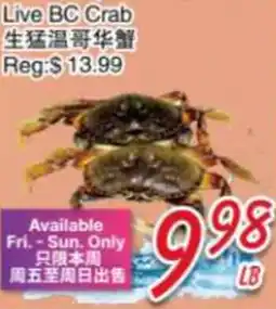 Foody Mart Live BC Crab offer